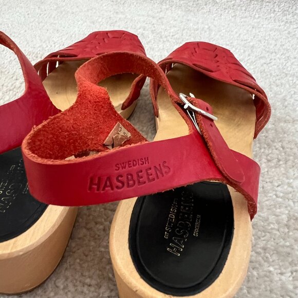 Swedish Hasbeens Red Strappy Clogs Sandals Shoes 40 - Picture 5 of 11